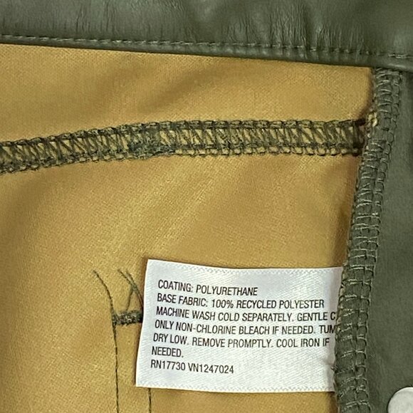 Wild Fable Low Rise Faux Leather Vegan Pleather Flare Jeans Pants Olive NWT 4 - Picture 12 of 13